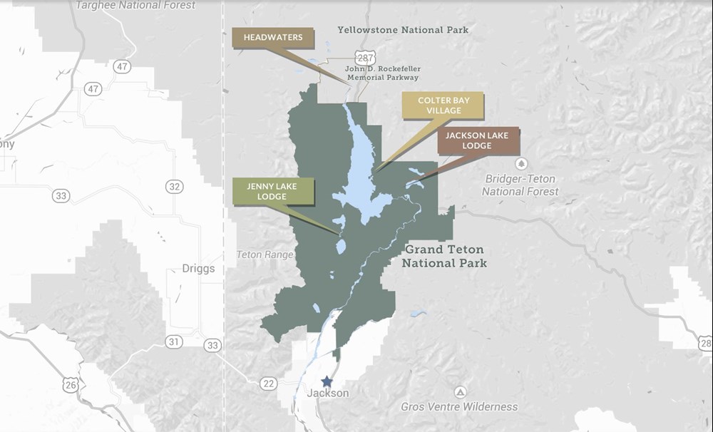 Grand Teton National Park Lodging Map Lodging in Grand Teton